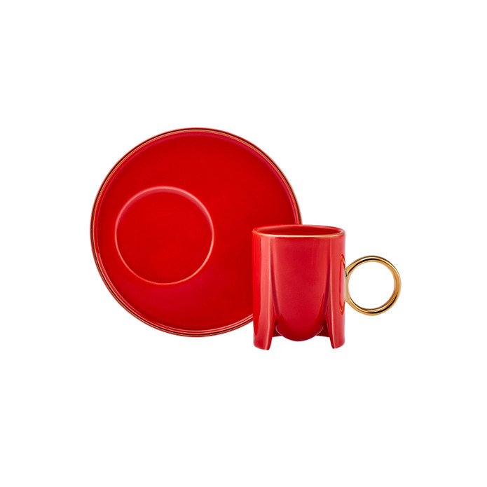 Karaca Adel Kırmızı 2 Kişilik Espresso Fincanı 75 ml