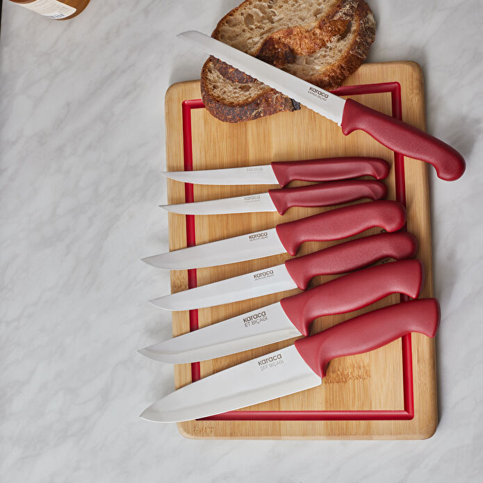 Karaca Splend Bordo 7 Parça Bıçak Seti