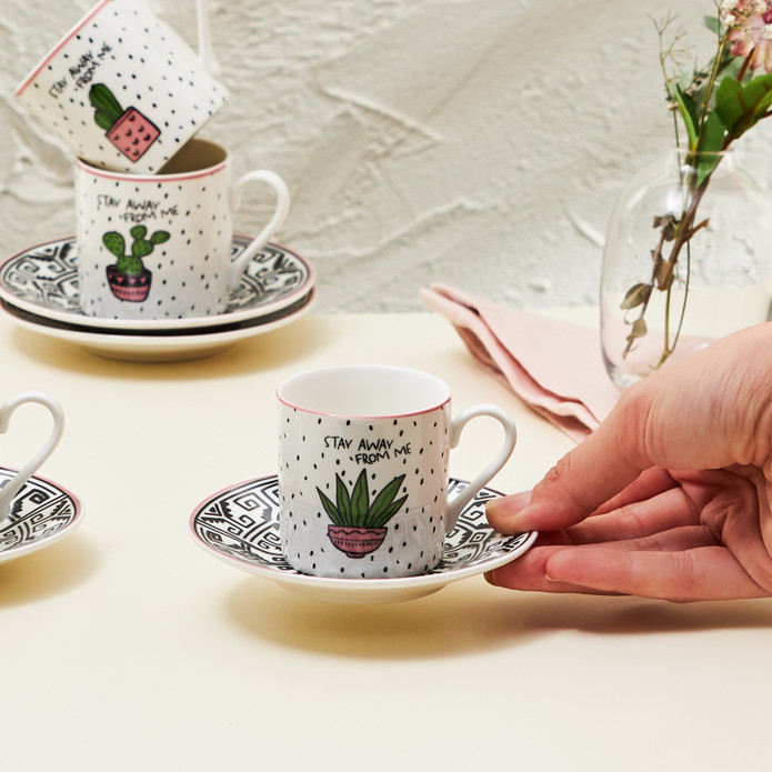 Karaca Kaktüs 6 Kişilik Kahve Fincan Takımı 80 ml