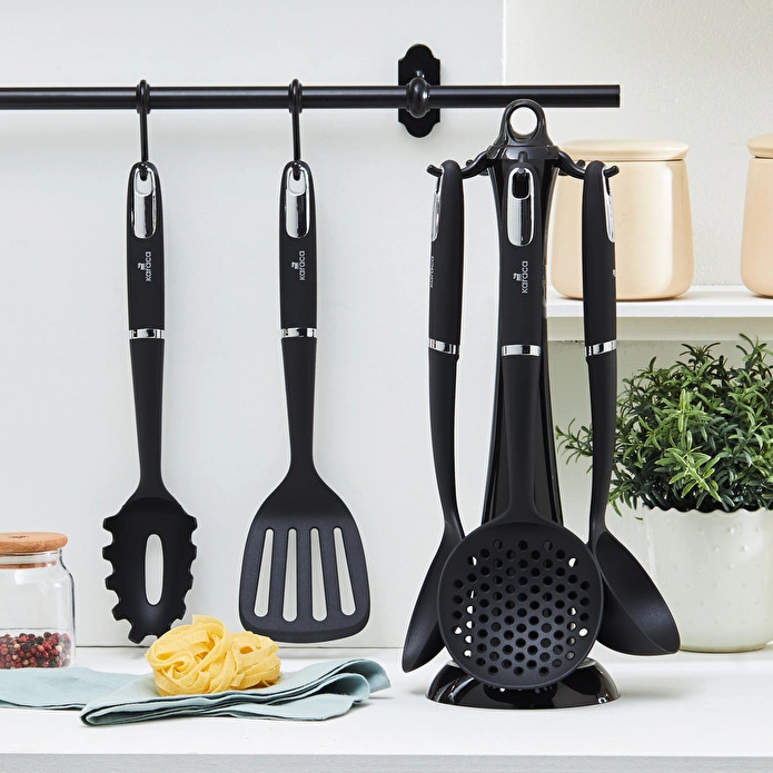KARACA MATE BLACK 6 PARÇA STANDLI SERVİS SETİ