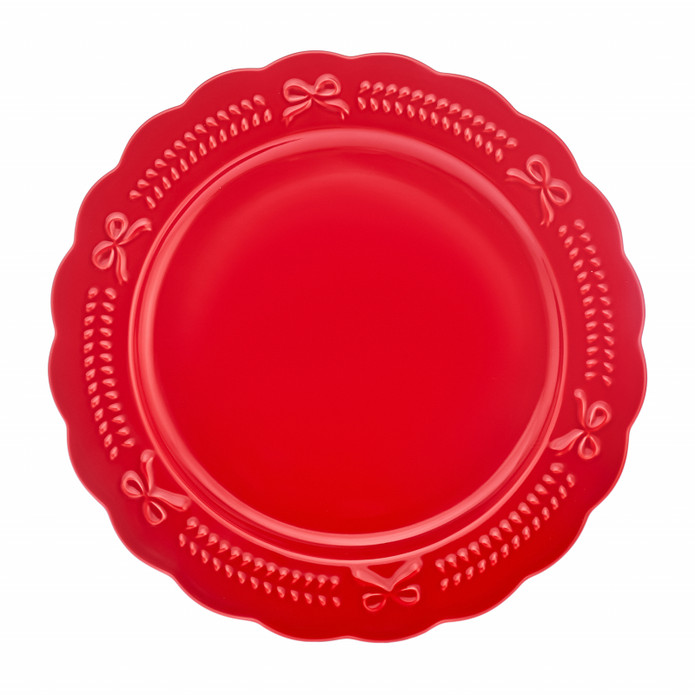 Karaca New Year Yılbaşı 24 Rölyefli Servis Tabağı 27 Cm Kırmızı