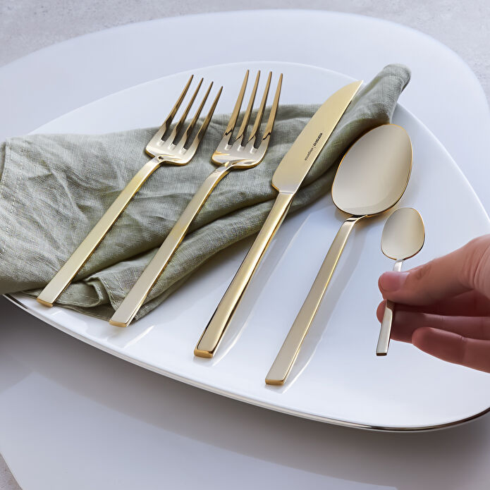 Karaca Theo 30 Parça 6 Kişilik Çatal Kaşık Bıçak Takımı Shiny Gold