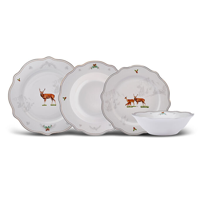 Karaca New Year Yılbaşı Family 24 Parça 6 Kişilik Porselen Yemek Takımı
