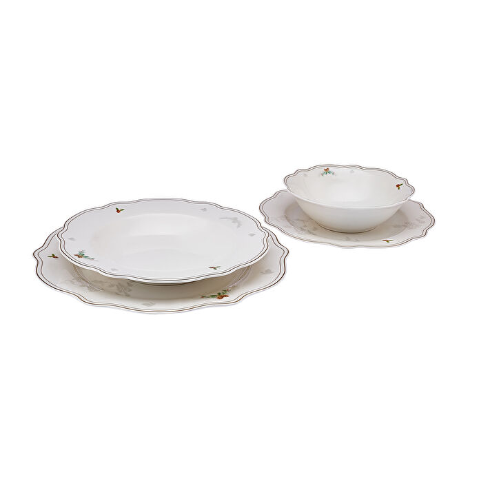 Karaca New Year Yılbaşı Family 24 Parça 6 Kişilik Porselen Yemek Takımı