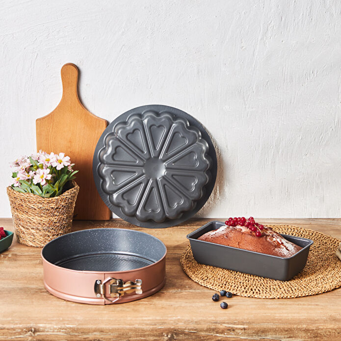 Karaca Teemo New 3 Parça Kek Kalıbı Seti Antrasit