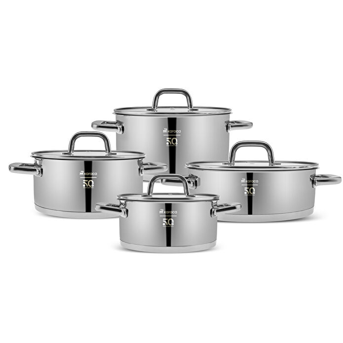 Karaca 50. Yıl İmza Koleksiyonu Trinitiy 8 Parça Çelik Tencere Seti Limited Edition