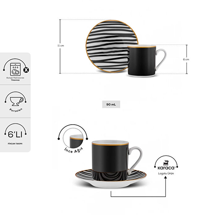 Karaca Toro 6 Kişilik Kahve Fincanı 90 ml