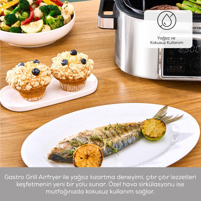 Karaca Gastro Grill 6 Kişilik Geniş Hacim Airfryer ve Izgara Makinesi