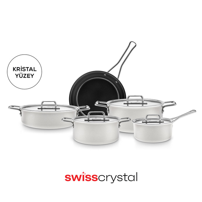 Karaca Swiss Crystal Mastermaid 9 Parça İndüksiyon Tabanlı Tencere Seti Cream 