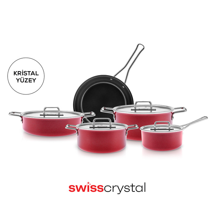 Karaca Swiss Crystal Mastermaid 9 Parça Tencere Seti Imperial Red