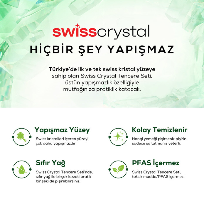 Karaca Swiss Crystal Mastermaid 9 Parça Tencere Seti Cabbage Green