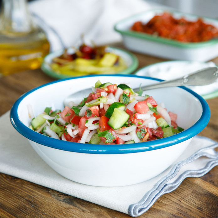 KARACA REFİKA'DAN EMAYE SALATA KASESİ 20 CM MAVİ