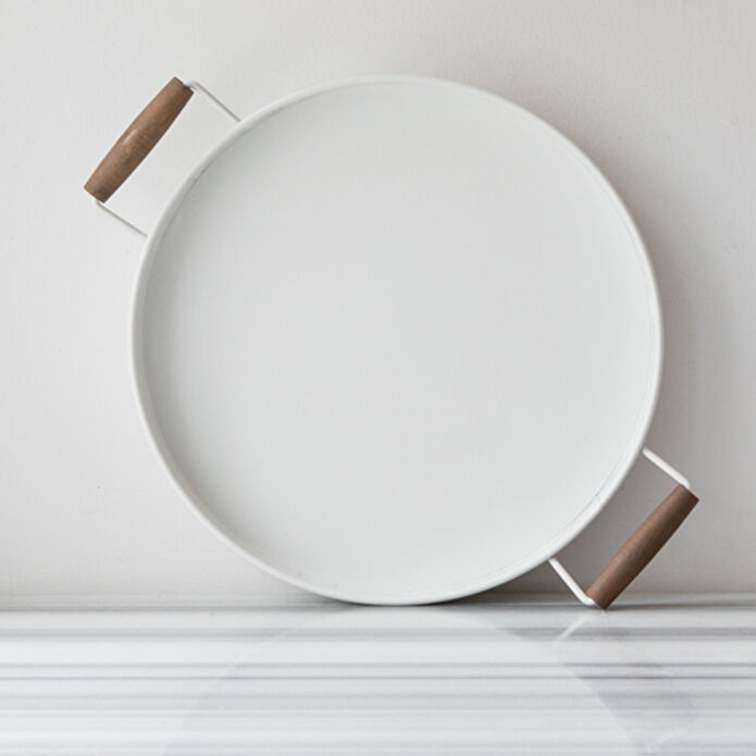 Karaca Refika'dan Galvaniz Yuvarlak Tepsi 37 Cm Beyaz