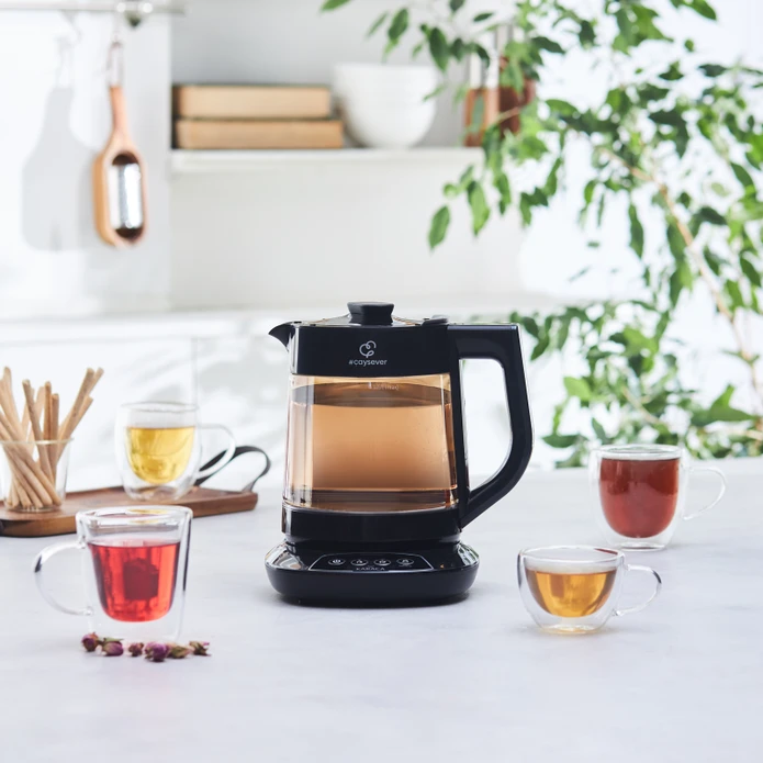 Karaca Çaysever 3 in 1 Konuşan Renkli Camlı Çay Makinesi Su Isıtıcı ve Mama Suyu Hazırlama 1700W Agate