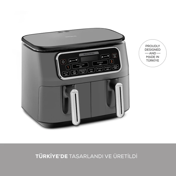 Karaca Air Pro Cook Duo Köz XXXL 8 Litre Airfryer Space Gray 8 Kişilik