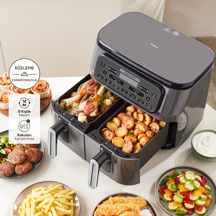 Karaca Air Pro Cook Duo Köz XXXL 8 Litre Airfryer Space Gray 8 Kişilik