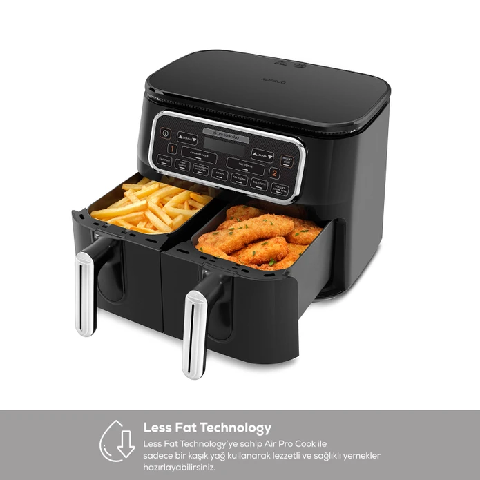 Karaca Air Pro Cook Duo Ev Yemeği XXXL 8 Litre Airfryer Black Chrome 8 Kişilik