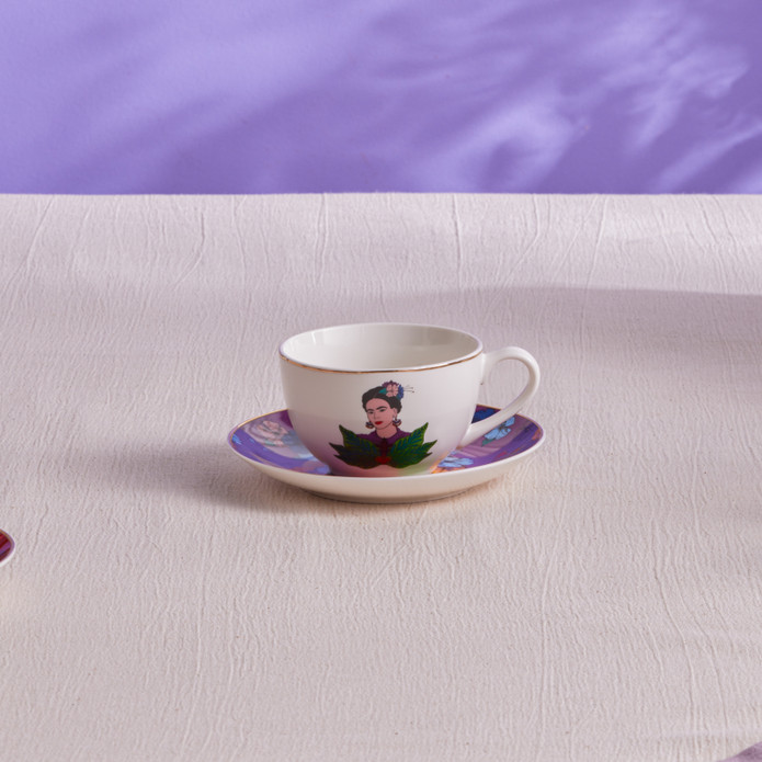 Karaca Frida Çay Fincanı Ve Tabağı Mor 220 Ml