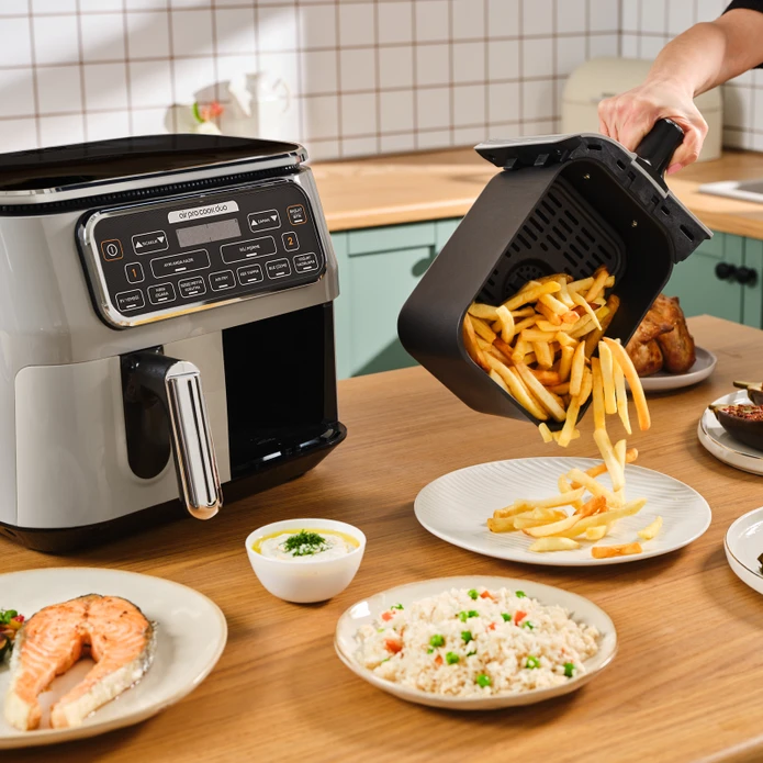 Karaca Air Pro Cook Duo Ev Yemeği XXXL 8 Litre Airfryer Cool Gray 8 Kişilik