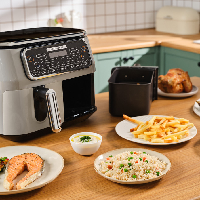 Karaca Air Pro Cook Duo Ev Yemeği XXXL 8 Litre Airfryer Cool Gray 8 Kişilik