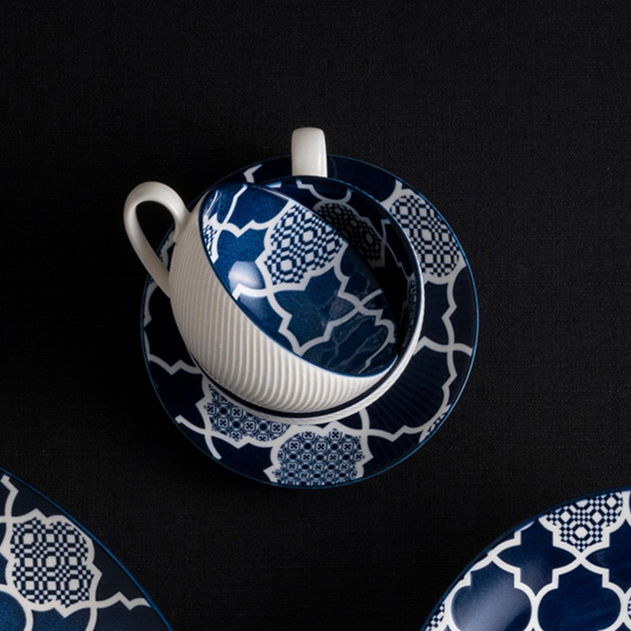 Jumbo Deep Blue Desenli Çay Fincanı 10 cm ( Tabaksız)