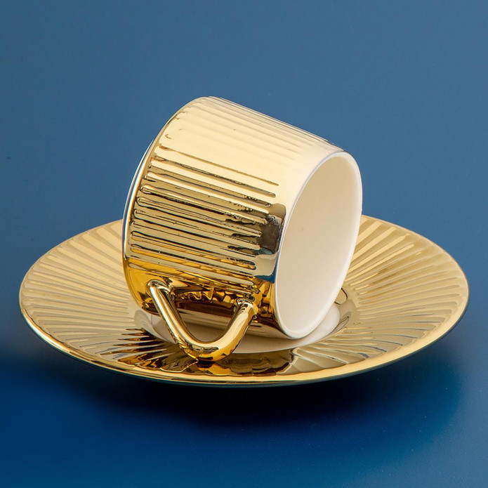 Jumbo Çubuk Titanyum Gold 2 Kişilik Kahve Fincan Takımı 90 ml