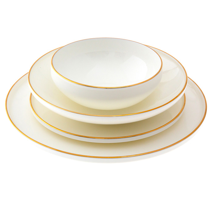 Jumbo Cloud Porselen 56 Parça 12 Kişilik Yemek Takımı Gold