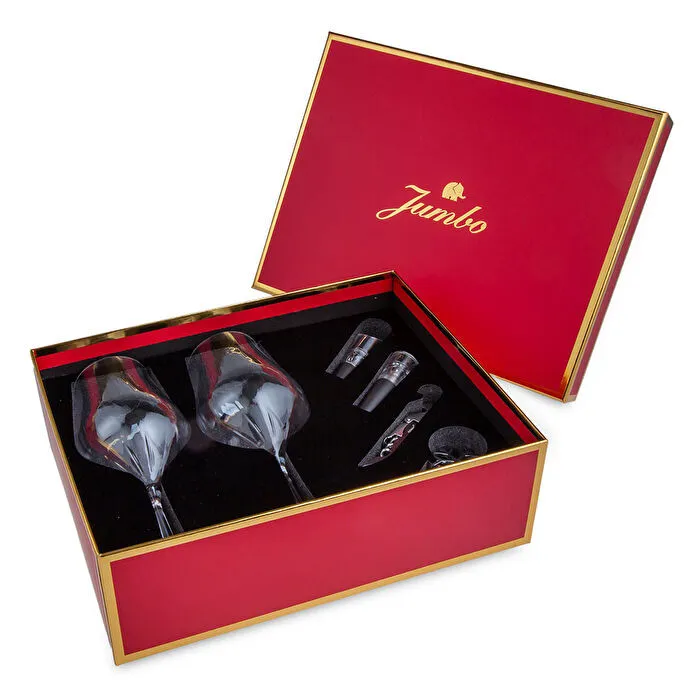 Jumbo Happiness Kadeh Ve Şarap Aksesuar Hediye Seti