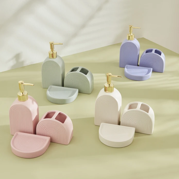 Karaca Home Bali 3 Parça Banyo Seti Pembe