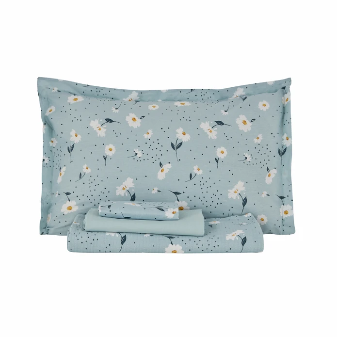 Karaca Home Daisy %100 Pamuk Çift Kişilik Nevresim Takımı Mint 