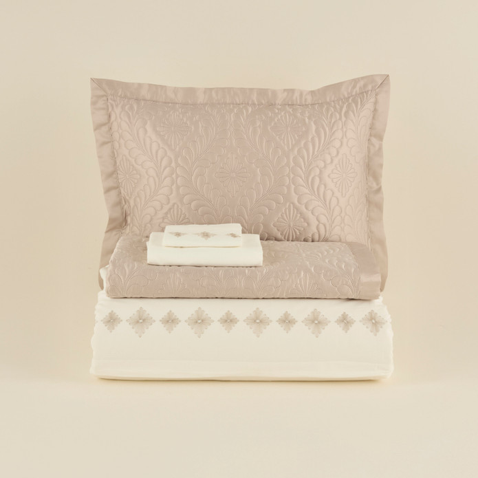 Karaca Home Glory Çift kişilik%100 Pamuk 7 Parça Düet Set Bej