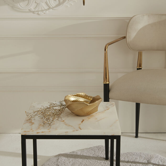 Karaca Home New Year Yılbaşı Lana Dekoratif Orta Kase Gold 14,3 x14,8 x 6,5 cm