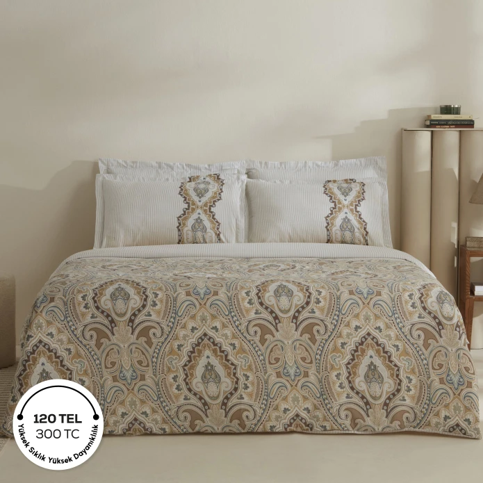 Karaca Home Lemy %100 Pamuk Çift Kişilik Nevresim Takımı Pamuk Saten Bej