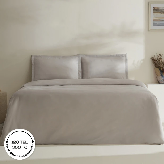 Karaca Home Jemma 120 Tel %100 Pamuk Saten Çift Kişilik Nevresim Takımı Gri