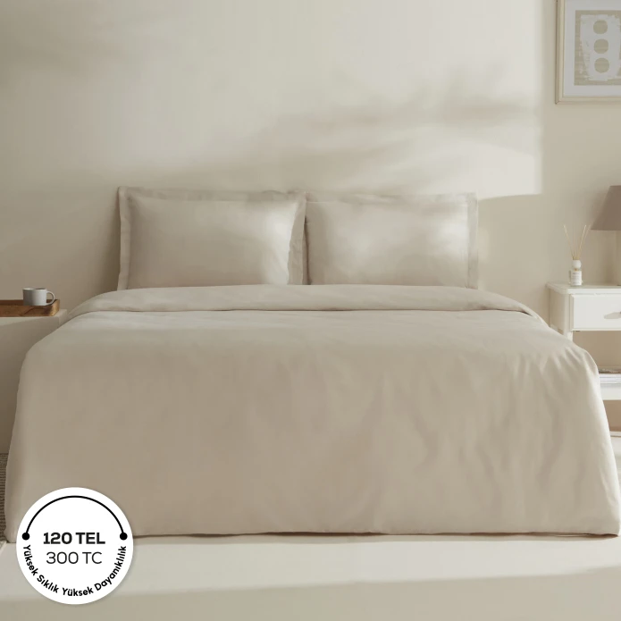 Karaca Home Jemma 120 Tel %100 Pamuk Saten Çift Kişilik Nevresim Takımı Bej