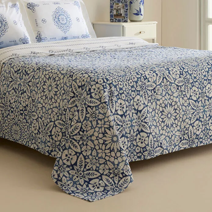 Karaca Home Ida %100 Pamuk Çift Kişilik Pike Takımı Mavi