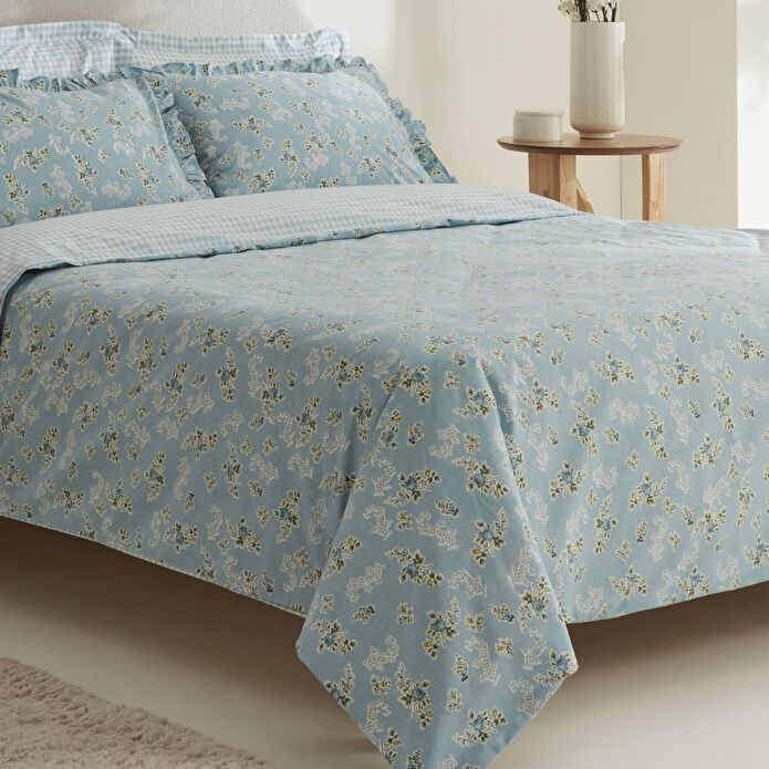 Karaca Home Carlo %100 Pamuk Çift Kişilik Nevresim Takımı Mavi