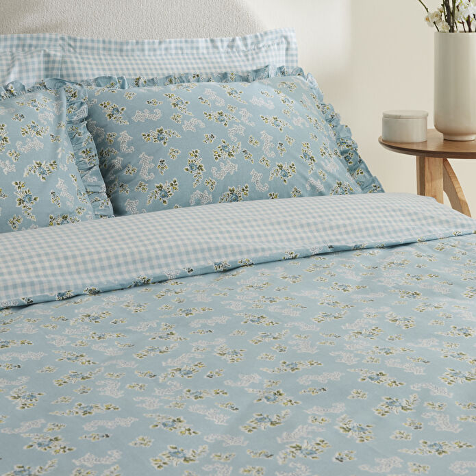 Karaca Home Carlo %100 Pamuk Çift Kişilik Nevresim Takımı Mavi