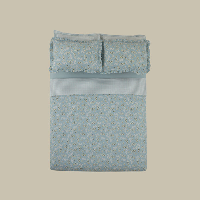 Karaca Home Carlo %100 Pamuk Tek Kişilik Nevresim Takımı Mavi