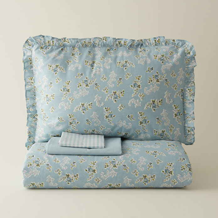 Karaca Home Carlo %100 Pamuk Tek Kişilik Nevresim Takımı Mavi