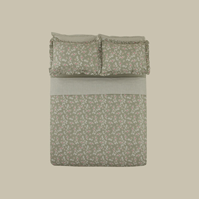 Karaca Home Carlo %100 Pamuk Çift Kişilik Nevresim Takımı Adaçayı