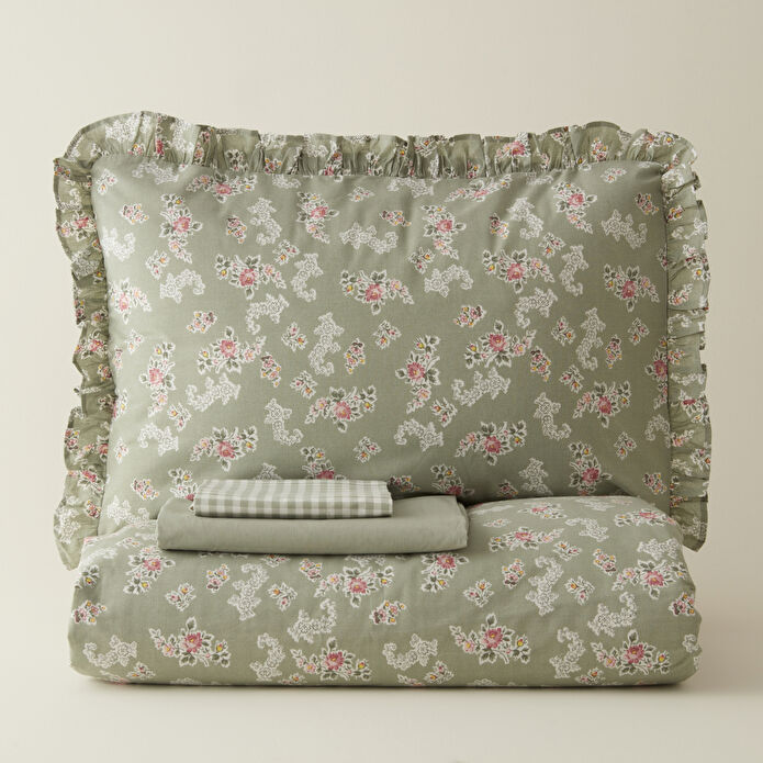 Karaca Home Carlo %100 Pamuk Çift Kişilik Nevresim Takımı Adaçayı