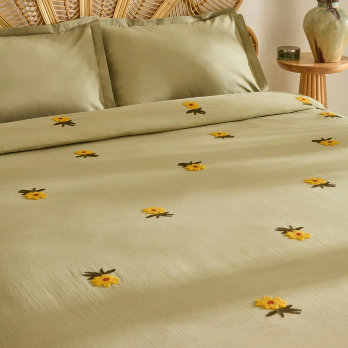 Karaca Home Sunflower %100 Pamuk Müslin Çift Kişilik Pike Takımı Adaçayı 