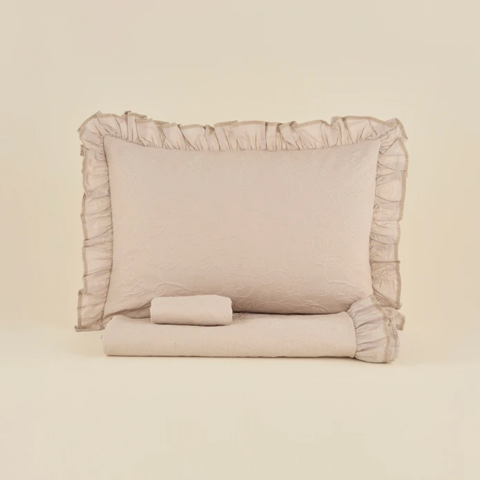Karaca Home White Collection Tyra %100 Pamuk Çift Kişilik Yatak Örtüsü Bej