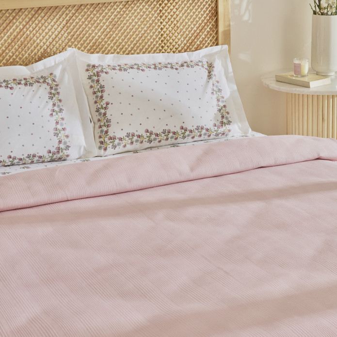 Karaca Home Roshell %100 Pamuk Çift Kişilik Pike Takımı Pudra