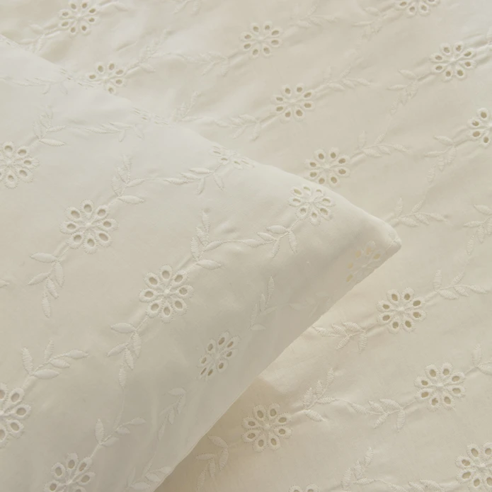 Karaca Home Vivien Brodeli %100 Pamuk Çift Kişilik Nevresim Takımı Ekru