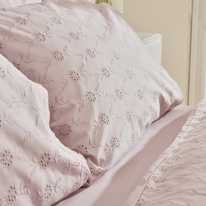Karaca Home Vivien Brodeli %100 Pamuk Çift Kişilik Nevresim Takımı Pudra