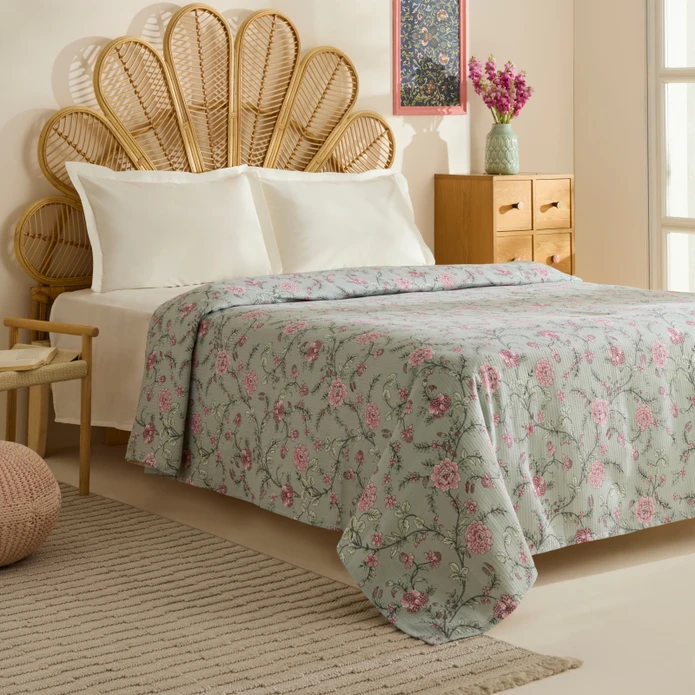 Karaca Home Tamina %100 Pamuk Tek Kişilik Tek Pike Gül Kurusu