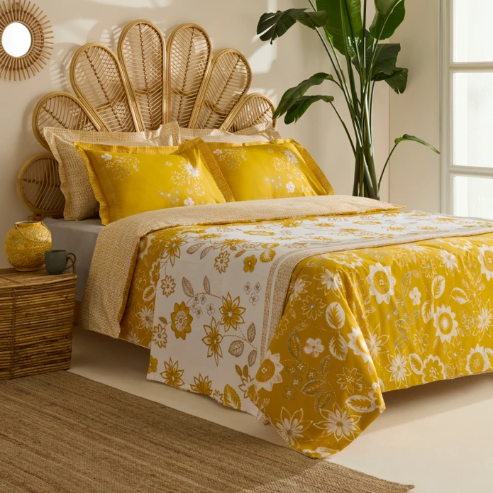 Karaca Home Vespera %100 Pamuk Çift Kişilik Nevresim Pike Takımı Hardal