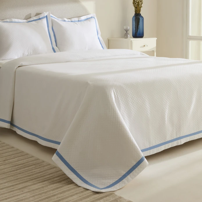 Karaca Home White Collection Doris %100 Pamuk Çift Kişilik Yatak Örtüsü Takımı Mavi 
